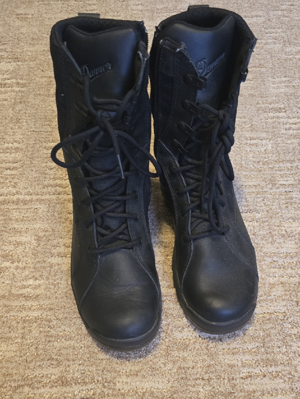Danner Women's Black Lace-Up Zippered Duty Boots